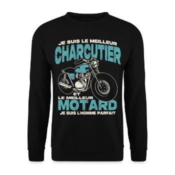 Le meilleur charcutier et le meilleur motard - Sweat-shirt Unisexe - noir - Devant - Alina (178cm) & Michal (187cm)