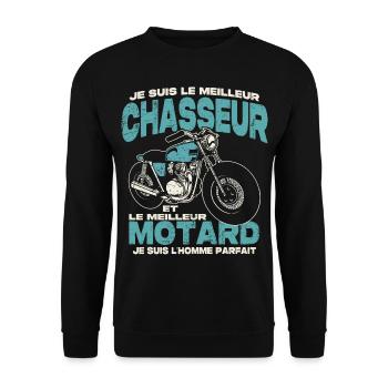 Le meilleur chasseur et le meilleur motard - Sweat-shirt Unisexe - noir - Devant - Alina (178cm) & Michal (187cm)