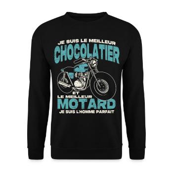Le meilleur chocolatier et le meilleur motard - Sweat-shirt Unisexe - noir - Devant - Alina (178cm) & Michal (187cm)