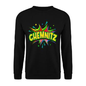 Chemnitz Germany City Pop Art Comic Art - Unisex Sweatshirt - black - Front - Alina (178cm) & Michal (187cm)