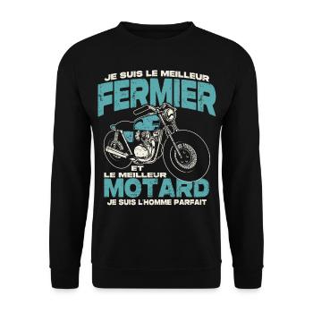 Le meilleur fermier et le meilleur motard - Sweat-shirt Unisexe - noir - Devant - Alina (178cm) & Michal (187cm)