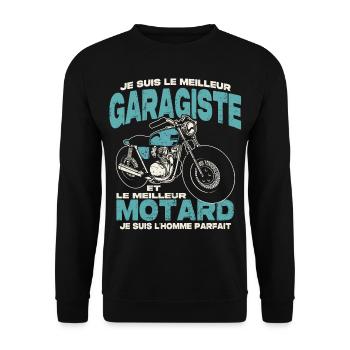 Le meilleur garagiste et le meilleur motard - Sweat-shirt Unisexe - noir - Devant - Alina (178cm) & Michal (187cm)