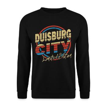 Duisburg Germany City Font 80s Style - Unisex Sweatshirt - black - Front - Alina (178cm) & Michal (187cm)