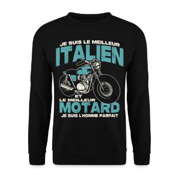 Le meilleur italien et le meilleur motard - Sweat-shirt Unisexe - noir - Devant - Alina (178cm) & Michal (187cm)