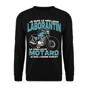 Le meilleur laborantin et le meilleur motard - Sweat-shirt Unisexe - noir - Devant - Alina (178cm) & Michal (187cm)