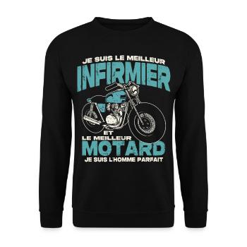 Le meilleur infirmier et le meilleur motard - Sweat-shirt Unisexe - noir - Devant - Alina (178cm) & Michal (187cm)
