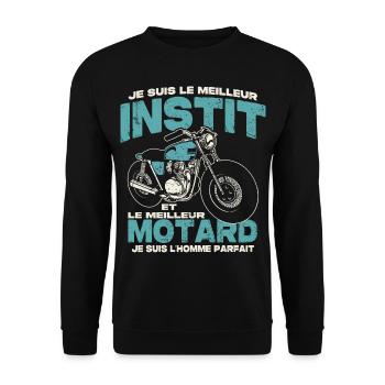 Le meilleur instit et le meilleur motard - Sweat-shirt Unisexe - noir - Devant - Alina (178cm) & Michal (187cm)