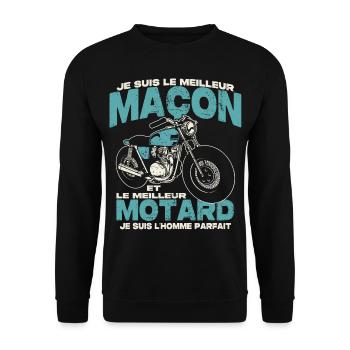 Le meilleur maçon et le meilleur motard - Sweat-shirt Unisexe - noir - Devant - Alina (178cm) & Michal (187cm)