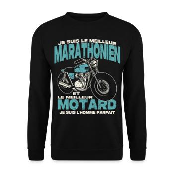 Le meilleur marathonien et le meilleur motard - Sweat-shirt Unisexe - noir - Devant - Alina (178cm) & Michal (187cm)