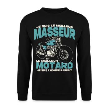 Le meilleur masseur et le meilleur motard - Sweat-shirt Unisexe - noir - Devant - Alina (178cm) & Michal (187cm)