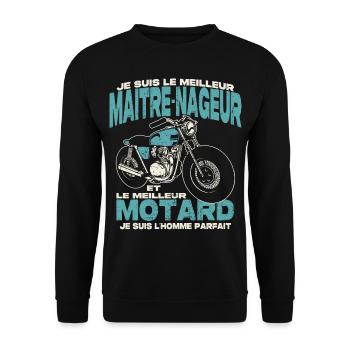 Le meilleur maitre-nageur et le meilleur motard - Sweat-shirt Unisexe - noir - Devant - Alina (178cm) & Michal (187cm)