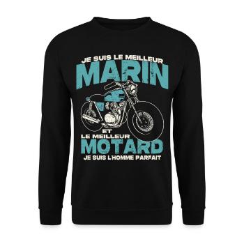 Le meilleur marin et le meilleur motard - Sweat-shirt Unisexe - noir - Devant - Alina (178cm) & Michal (187cm)