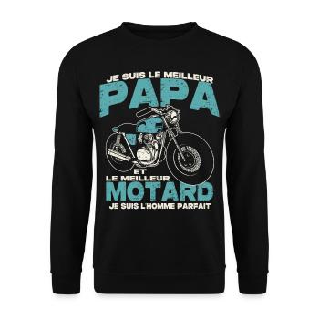 Le meilleur papa et le meilleur motard - Sweat-shirt Unisexe - noir - Devant - Alina (178cm) & Michal (187cm)