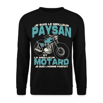Le meilleur paysan et le meilleur motard - Sweat-shirt Unisexe - noir - Devant - Alina (178cm) & Michal (187cm)