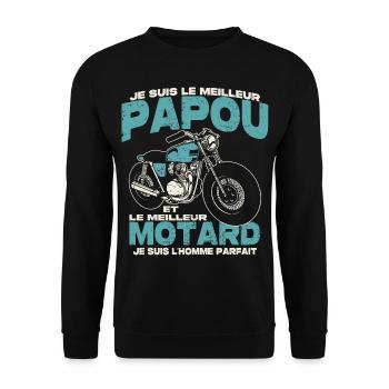 Le meilleur papou et le meilleur motard - Sweat-shirt Unisexe - noir - Devant - Alina (178cm) & Michal (187cm)