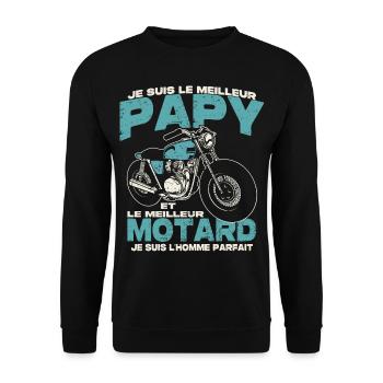 Le meilleur papy et le meilleur motard - Sweat-shirt Unisexe - noir - Devant - Alina (178cm) & Michal (187cm)