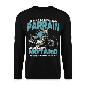 Le meilleur parrain et le meilleur motard - Sweat-shirt Unisexe - noir - Devant - Alina (178cm) & Michal (187cm)