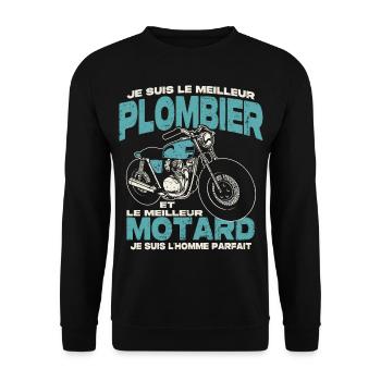 Le meilleur plombier et le meilleur motard - Sweat-shirt Unisexe - noir - Devant - Alina (178cm) & Michal (187cm)