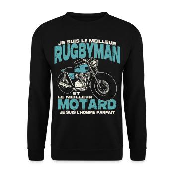 Le meilleur rugbyman et le meilleur motard - Sweat-shirt Unisexe - noir - Devant - Alina (178cm) & Michal (187cm)