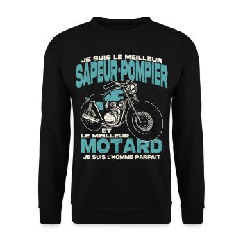 Le meilleur sapeur-pompier et le meilleur motard - Sweat-shirt Unisexe - noir - Devant - Alina (178cm) & Michal (187cm)