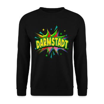 Darmstadt Germany City Pop Art Comic Art - Unisex Sweatshirt - black - Front - Alina (178cm) & Michal (187cm)