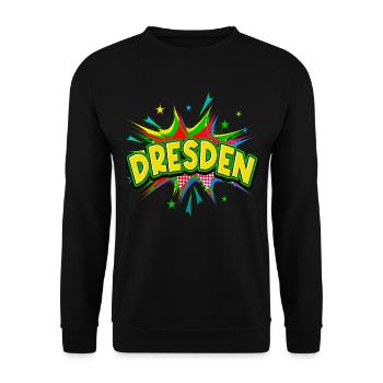 Dresde Allemagne Ville Pop Art Bande dessinée - Sweat-shirt Unisexe - noir - Devant - Alina (178cm) & Michal (187cm)