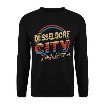 Dusseldorf Germany City Font 80s Style - Unisex Sweatshirt - black - Front - Alina (178cm) & Michal (187cm)