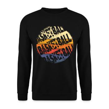 Basketball Sport Vintage Retro Bunt Basketballer - Unisex Pullover - Schwarz - Vorne - Alina (178cm) & Michal (187cm)