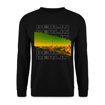 Berlin Deutschland Stadt Skyline Heimat Liebe - Unisex Pullover - Schwarz - Vorne - Alina (178cm) & Michal (187cm)