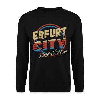 Erfurt Germany City Font 80s Style - Unisex Sweatshirt - black - Front - Alina (178cm) & Michal (187cm)