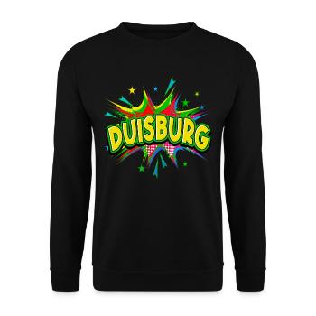 Duisburg Germany City Pop Art Comic Art - Unisex Sweatshirt - black - Front - Alina (178cm) & Michal (187cm)