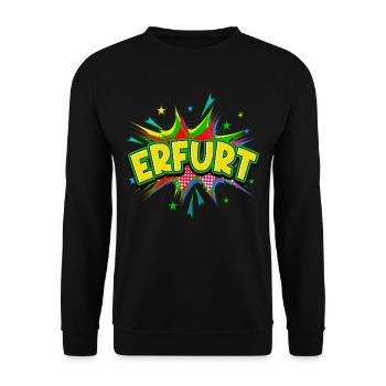 Erfurt, Allemagne, ville, Pop Art, Bande dessinée - Sweat-shirt Unisexe - noir - Devant - Alina (178cm) & Michal (187cm)