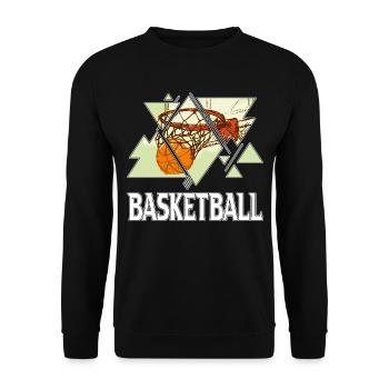 Basketball Basketballer Korb Sport Vintage Retro - Unisex Pullover - Schwarz - Vorne - Alina (178cm) & Michal (187cm)