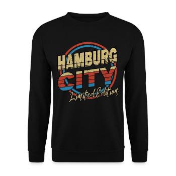 Hamburg Germany City Font 80s Style - Unisex Sweatshirt - black - Front - Alina (178cm) & Michal (187cm)