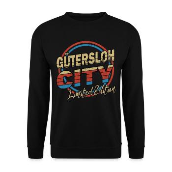 Gütersloh Germany City Font 80s style - Unisex Sweatshirt - black - Front - Alina (178cm) & Michal (187cm)