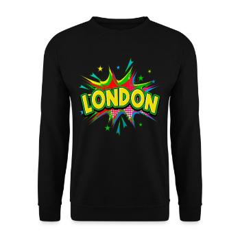London England UK City Pop Art Comic Art - Unisex Sweatshirt - black - Front - Alina (178cm) & Michal (187cm)