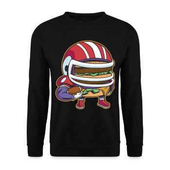 American Football Burger Spieler Cartoon Fan - Unisex Pullover - Schwarz - Vorne - Alina (178cm) & Michal (187cm)
