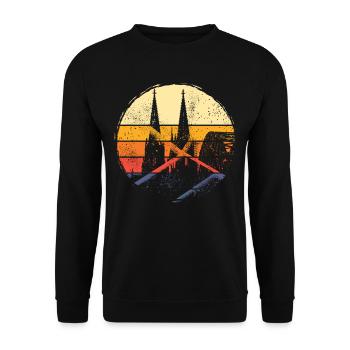 Cologne Germany City Skyline Vintage Retro - Unisex Sweatshirt - black - Front - Alina (178cm) & Michal (187cm)