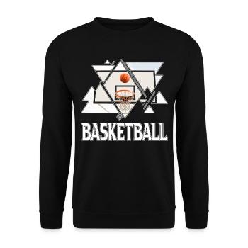 Basketball Basketballer Korb Sport Vintage Retro - Unisex Pullover - Schwarz - Vorne - Alina (178cm) & Michal (187cm)