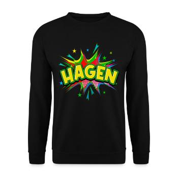 Hagen Germany City Pop Art Comic Art - Unisex Sweatshirt - black - Front - Alina (178cm) & Michal (187cm)