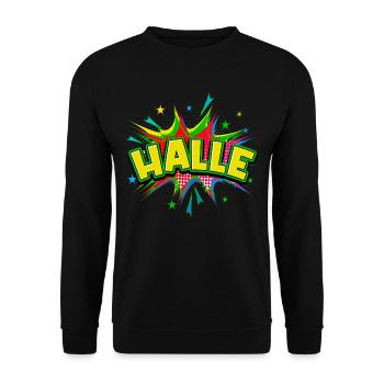 Halle Saale Germany City Pop Art Comic Art - Unisex Sweatshirt - black - Front - Alina (178cm) & Michal (187cm)