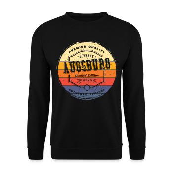 Augsburg Deutschland Stadt Vintage Retro Skyline - Unisex Pullover - Schwarz - Vorne - Alina (178cm) & Michal (187cm)