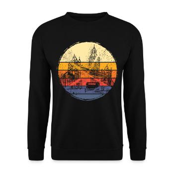 Londres Angleterre Royaume-Uni City Vintage Retro Skyline - Sweat-shirt Unisexe - noir - Devant - Alina (178cm) & Michal (187cm)