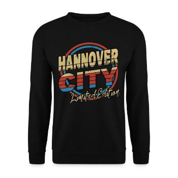 Hanover Germany City Font 80s Style - Unisex Sweatshirt - black - Front - Alina (178cm) & Michal (187cm)