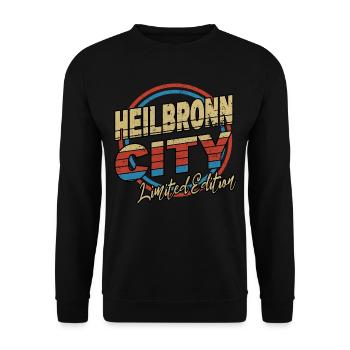 Heilbronn Germany City Font 80s style - Unisex Sweatshirt - black - Front - Alina (178cm) & Michal (187cm)