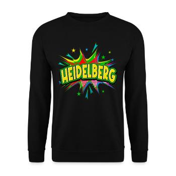 Heidelberg Deutschland Stadt Pop Art Comic Kunst - Unisex Pullover - Schwarz - Vorne - Alina (178cm) & Michal (187cm)