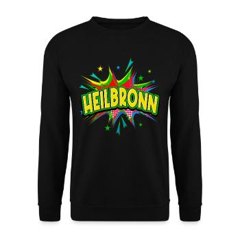 Heilbronn Deutschland Stadt Pop Art Comic Kunst - Unisex Pullover - Schwarz - Vorne - Alina (178cm) & Michal (187cm)