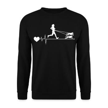 Canicross Trail Running Dog Sport Heartbeat Pulse - Unisex Sweatshirt - black - Front - Alina (178cm) & Michal (187cm)