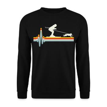 Hund Skijöring Skifahren Wintersport Herzschlag Puls - Unisex Pullover - Schwarz - Vorne - Alina (178cm) & Michal (187cm)