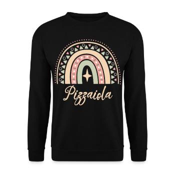 Cadeau Pizzaiola. Boho Rainbow pizzaiola. - Sweat-shirt Unisexe - noir - Devant - Alina (178cm) & Michal (187cm)